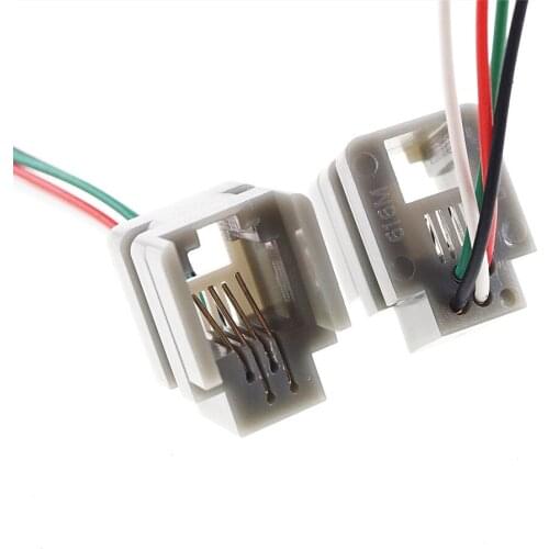 20 pcs 616M-4P4C RJ11 RJ10 RJ09 Modular Connector 616M 4P4C Socket Female Crimp Wire 4 Core 15 cm Length Network Connector