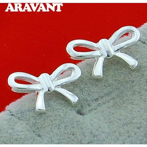 925 Silver Earrings For Women Bowknot Earring Silver Jewelry Gifts