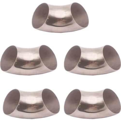 5 Pieces 3" 76mm 90° Exhaust Radius 0.84D Mandrel Bend 304 Stainless Steel