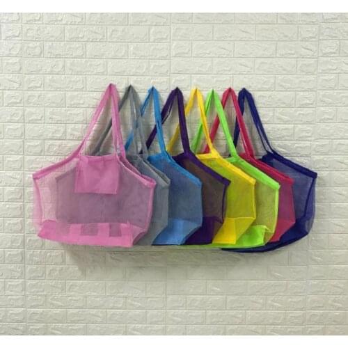8colors Blanks Children Mesh Shell Sand Beach seashell Bag Kids Beach Toys Receive Bag Mesh Sandboxes Away Cross Body Mesh SN967
