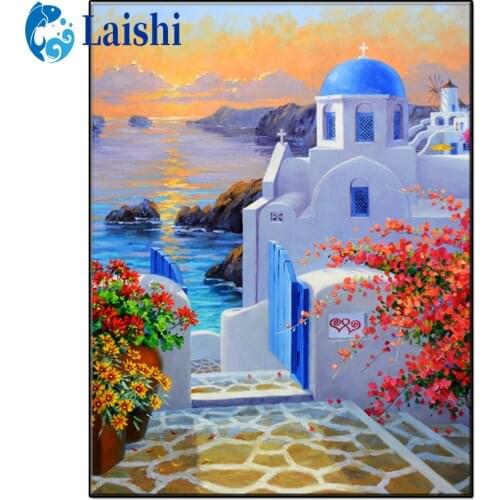 5D diamond painting Aegean Sea, graffiti natural landscape full drill cross stitch DIY diamond embroidery mosaic home decor
