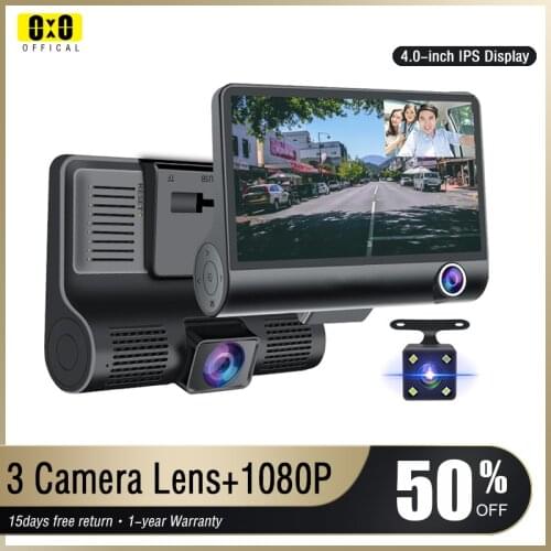 Car DVR 3 Cameras Lens 4.0 Inch Dash Camera Dual Lens suppor Rearview Camera Video Recorder Auto Registrator Dvrs Dash Cam