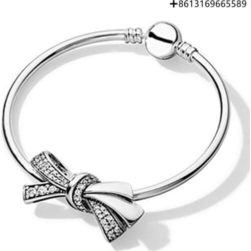 SIEMT 100% of 925 sterling silver sparkling new mothers day bows bracelets packages mailed free of charge