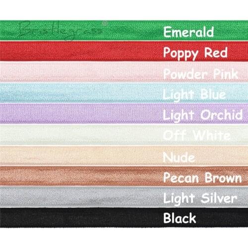 BRISTLEGRASS Combo 10 Yard 3/8" 10mm Solid Shiny Non-foldover Elastic Spandex Satin Band Headband Bra Strap Lingerie Sewing Trim