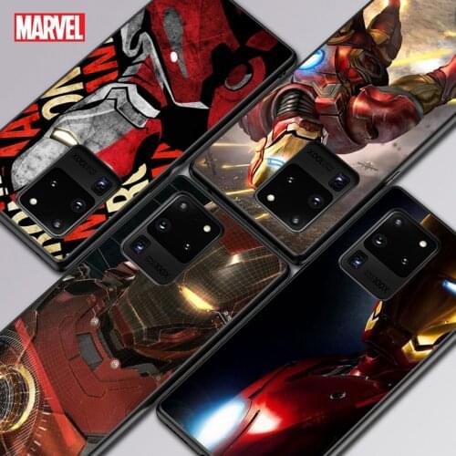 Marvel Iron Man For Samsung A01 02 02S 11 12 21 21S 22 31 32 41 42 51 72 S20 Ultra Plus 4G 5G Black Soft phone Case