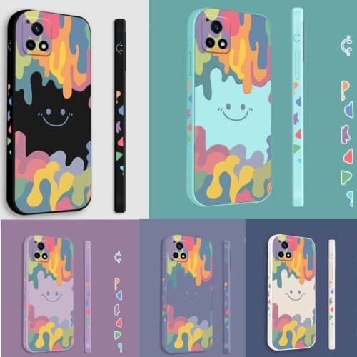 Liquid state Rainbow Smile Face Phone Case For Vivo Y9S V17 Y17 Y19 Y50 Y97 Y85 Y83 Y73S Y52S Y31S 5G cartoon TPU Back Cover