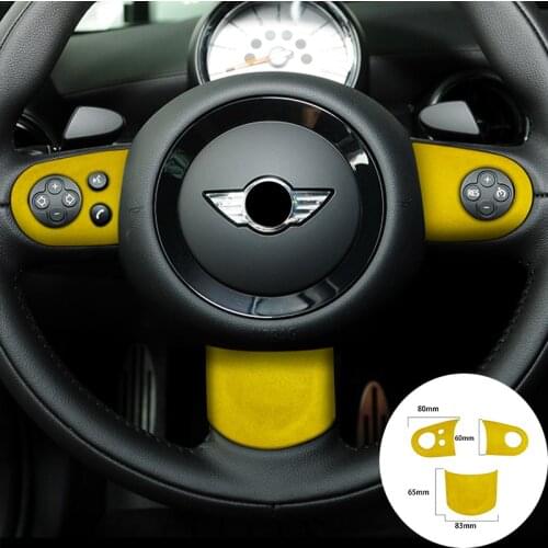 For BMW R R50 R52 R53 R55 R56 R57 R58 R59 R60 R61 Alcantara Suede Steering Wheel Panel Strip Cover Car Trim Stickers Accessories