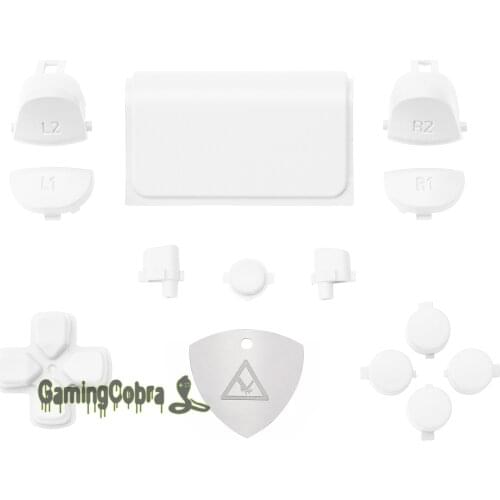 White Full Set Buttons L1R1 L2R2 Triggers Dpad Home Share Options w/ Tools Repair Kits for PS4 PS4 Slim PS4 Pro Controller