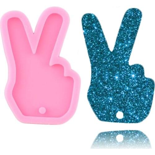 Glossy Sign Language Hand Shape Silicone Mold Polymer Clay DIY Necklace Jewelry Making Molds Epoxy Resin Craft Keychains Moulds