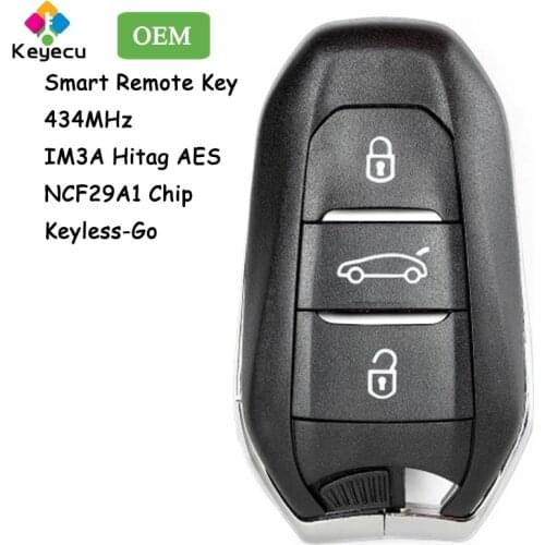 KEYECU OEM Keyless Go Smart Remote Control Car Key With 3 Buttons 434MHz IM3A Hitag AES NCF29A1 Chip for Peugeot 5008 508 2020