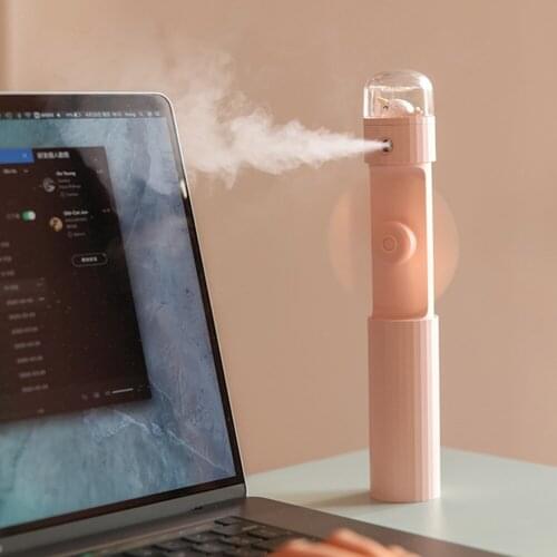 Whale USB 2 in 1 Humidifier Telescopic Fan Silent Handheld Rechargeable Summer Personal Cooling Fan Mist Maker Purifier Cool