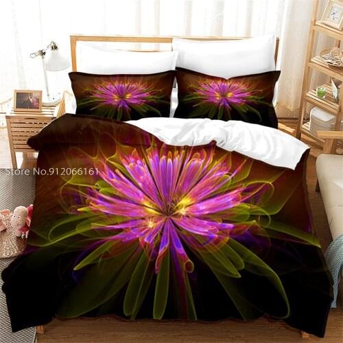 Bloom Flowe Bedding Set Magic Comforter Duvet Covers Pillowcases Room Decoration King Queen Single Size 3Pcs Microfiber Fabric