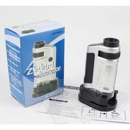 Magnifier glasses,Magnifying glass,Ampliador,Light source 20 X-40X zoom Magnifier mini Microscope Loupe Lens Lupa f. MG10081-8