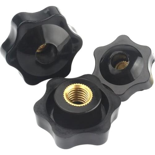M4 M5 M6 M8 M10 M12 Plum Bakelite Hand Tighten Nuts Clamp Knob Handle Thread Star Black Manual Thumb Nut
