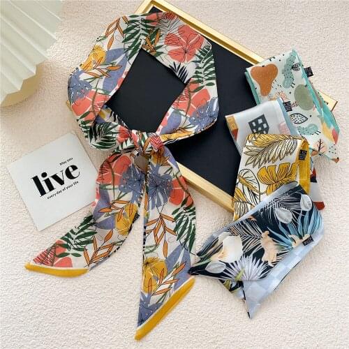 Fashion Small Silk Scarf For Women 2021 New Print Handle Bag Ribbon Brand Fashion Head Scarf Small Long Skinny Scarves Wholesale