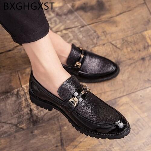 Party Shoes Men 2021 Elevator Shoes For Men Formal Coiffeur Glitter Golden Designer Shoes Loafers Men Classic Slip Dress Ayakkab