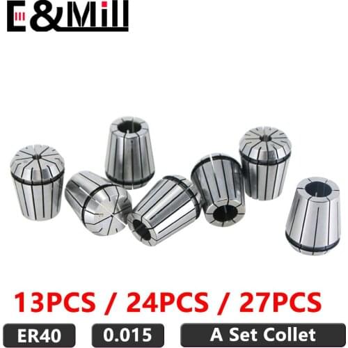 A Set ER Collet Chuck ER40 3~26mm Precision 0.015 For CNC Milling Tool Holder Engraving Machine Lathe Mill Spring Chuck ER40 Nut