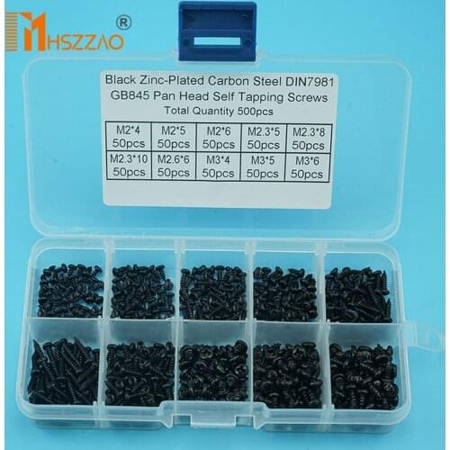 500pcs/set M2 M2.3 M2.6 M3 Mix Pa Phillips Head Micro Screws Round Head Self-tapping Electronic Small Wood Screws Kit