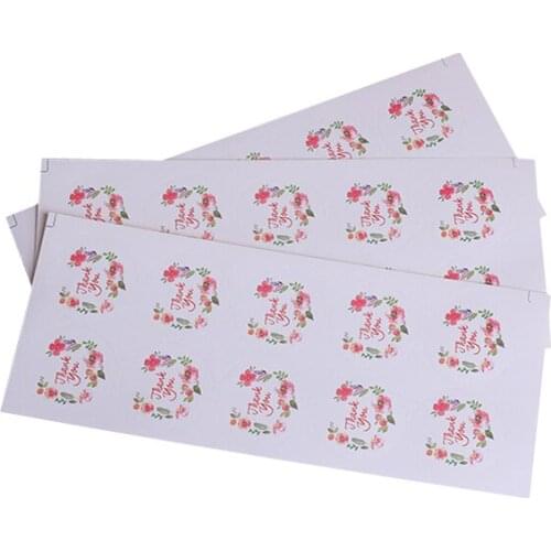 100 Pcs/lot Fresh Thank you Flower sealing sticker floral hoop Sticker Adhesive Sticker For Hand Made Gift