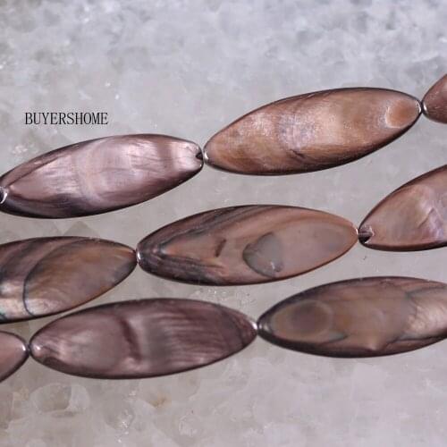 Fahion Jewelry 10X30MM Brown Mother Of Pearl Shell Loose Beads String 15" O092