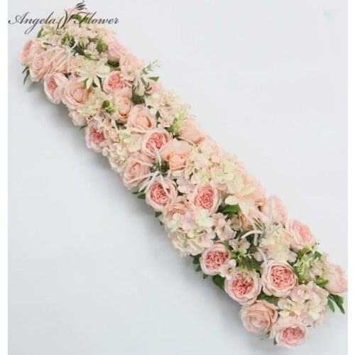 New Artificial Flower Runner Wedding Arch Backdrop Decor Flower Arrangement Road Lead Silk Flower Row Party Window Shop Display
