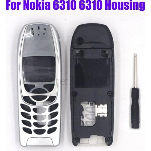 New high quality Logo Housing For Nokia 6310 Cover 6310i Front Bezel Middle Frame Battery Door Case Replace Part NO Keypad