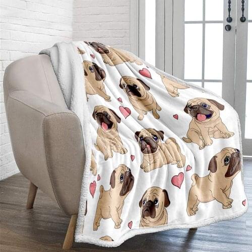 3D Print Sasuke Pug Plush Throw Blanket Sherpa Fleece Bedspread Blanket Vintage Bedding Square Picnic Wool Soft Blanket