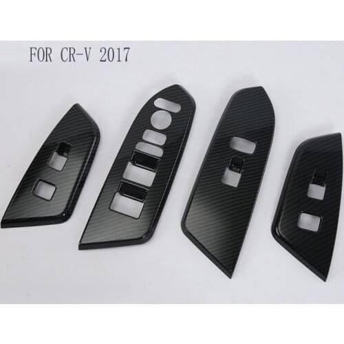 For left hand drive Honda CRV 2017 2018 CR-V Window Lift Switch Armrest Mirror Lock Adjust Cover Interior Trims Carbon Fiber