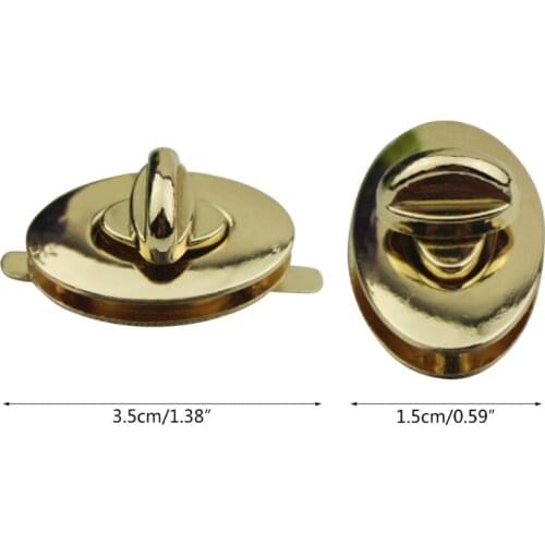 Q1QA Metal Oval Shape Clasp Turn Lock Twist Locks for DIY Handbag Shoulder Bag Purse Hardware