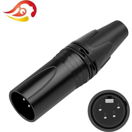 QYFANG 4 Pin Metal Alloy XLR Speaker Plug Male Cannon Splice Adapter Microphone Mixer Amplifier Plastic Tube Balance Audio Jack