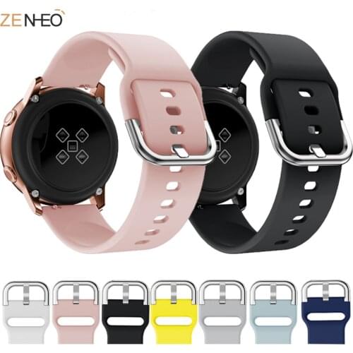 20mm Silicone Original Band for Samsung Galaxy Active 1/Active 2 40 44mm /Gear S2 Sport Watchband Strap for Huawei GT 2 42mm