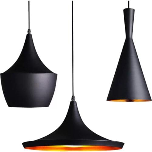 Black Metal Lamp Shade Retro LED Pendant Light Nordic Retro Loft Lamp Home Decoration Vintage Home Decor Kitchen Lamp Fixture