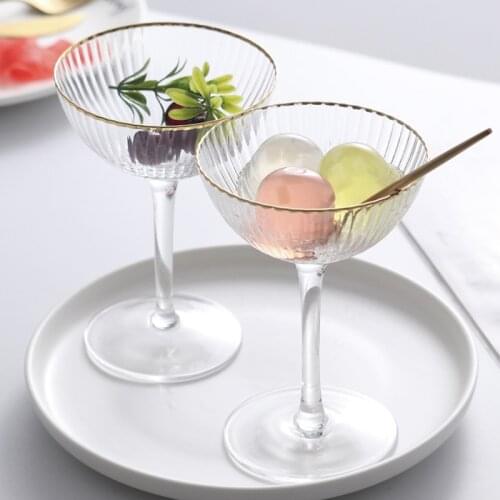 Striped Ice Cream Cup Glass Creative Goblet Wine Glasses Mug Bar Tools Internet Popular Milkshake Kitchen DIY Dessert Cup