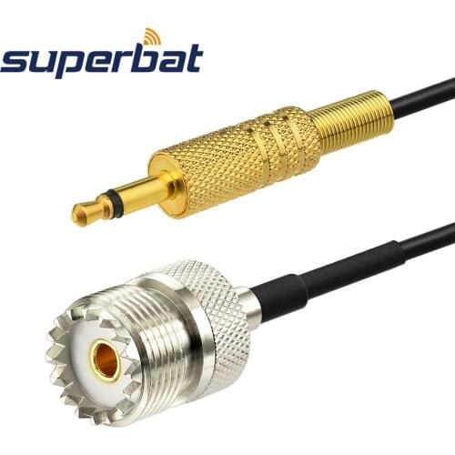 Superbat UHF to 3.5mm Mono 1/8" TS Stereo plug CCTV Camera Monitor Antenna 1M RG174 Cable
