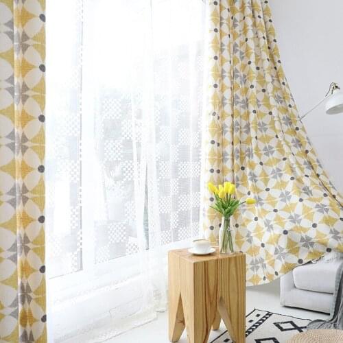 Pastoral Style Curtain Modern Simple American Window Screen Curtain Cotton and Linen Printed Curtains for Living Room Bedroom