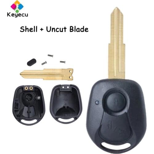 KEYECU Replacement Remote Car Key Shell - 2 Buttons & Uncut Blade - FOB for Ssangyong Actyon Kyron Rexton - Only Car Key Shell