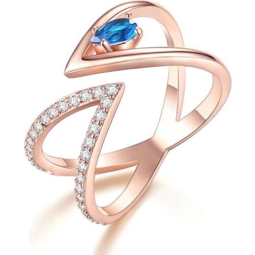 Womens Ring Opening Cross Inlaid With Hazel Stone Shiny Womens Wedding Banquet Exclusive Valentines Day Declaration Gift