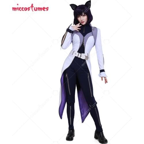 Blake Belladonna Schnee Cosplay Dress Costume with Belt Set and Cat Ears Halloween Costumes for Women