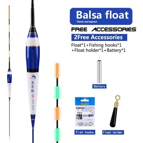Deep Water Vertical Buoy Balsa Wood Luminous Fishing Floats Fresh Water Electric Fishing Bobber Grass Carp Fishing Accessories