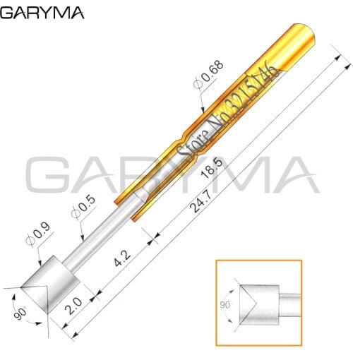 100Pcs P02-A2 Dia 0.90mm Spring Test Probes Pogo Pin Length 24.7mm Stroke Spring Froce:140g Tool