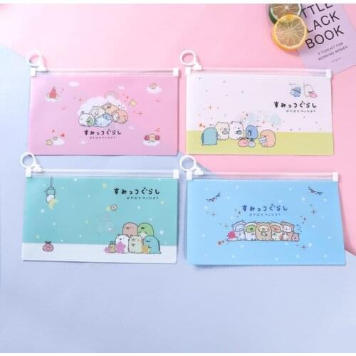 4pcs Cute Mask Storage Bag Cartoon Printed Portable Storage Face Mask Case Plastic Mask Holder With Zipper Travel Cosmetics Bags