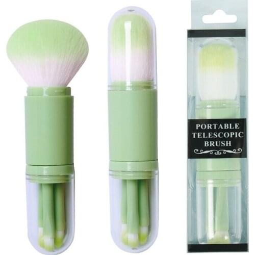4 in 1 Telescopic Makeup Brushes Set Foundation Brush Powder Brush Eye Shadows Brushes Kit for Travel and Household