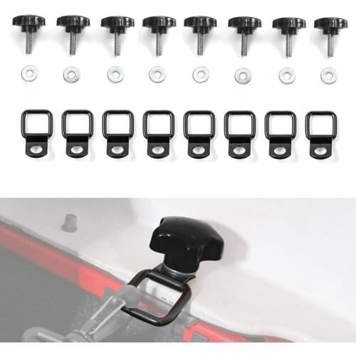 8 Hardtop Quick Removal Bolts Thumb Screws and 8 D Ring Tie Down Anchors for Jeep Wrangler YJ JK JKU JL JLU Rubicon X Unlimited