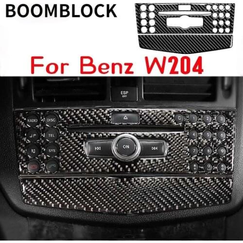Car interior sticker Air conditioning CD Control Panel Decal Trim Cover Carbon Fiber For Mercedes Benz C class W204 2007-2010