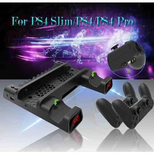 For PS4 Base Heatsink Cooling Fan Base Stand Charger Dual Controller Charging Dock for Playstation 4 PS 4 Pro/slim accessories