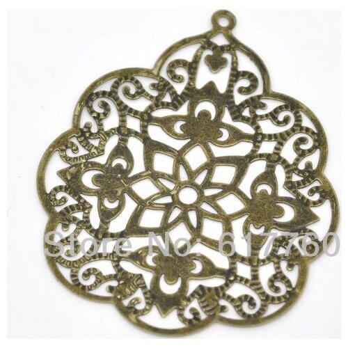 Free shipping-30Pcs Antique Bronze Filigree Flower Wraps Connectors Jewelry Findings DIY Connectors 58x48mm J0582