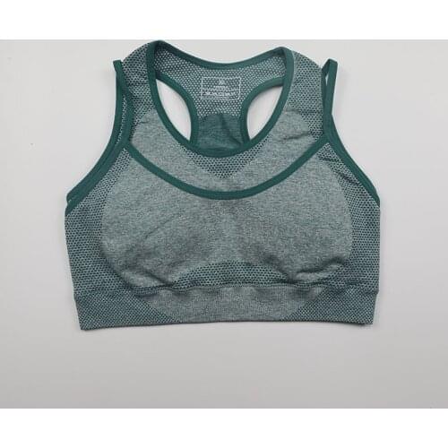 New Medium Support Seamless Yoga Workout Sports Bras Women Double Layer Push Up Gym Fitness Bra Top with Removable Pads Bralette