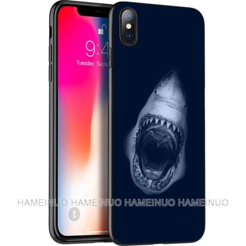 Black tpu case for iphone 5 5s SE 2020 6 6s 7 8 plus X 10 XR XS 11 pro MAX silicon cover case ocean Whale Sharks fish