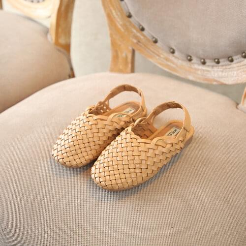 Childrens sandals girls' woven shoes barefoot soft sole baby shoes