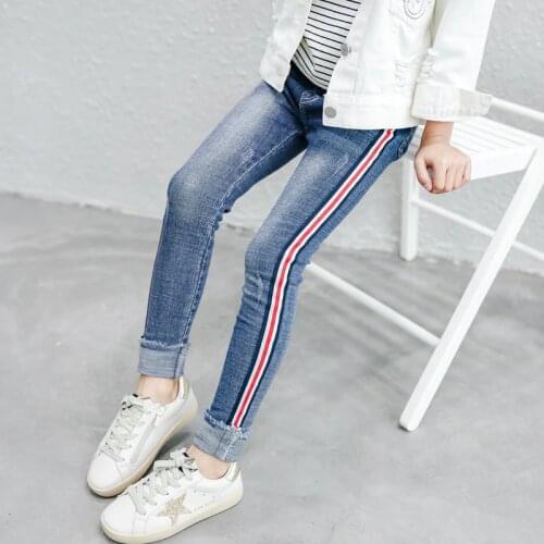 Girls jeans leggings new 2020 spring kids clothes gradient ultra big girls elastic skinny pants children trousers 3 to 14 years